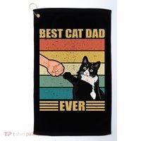 Fathers Day Cat Dad Funny Best Cat Dad Ever Gift Golf Towel thumb 0
