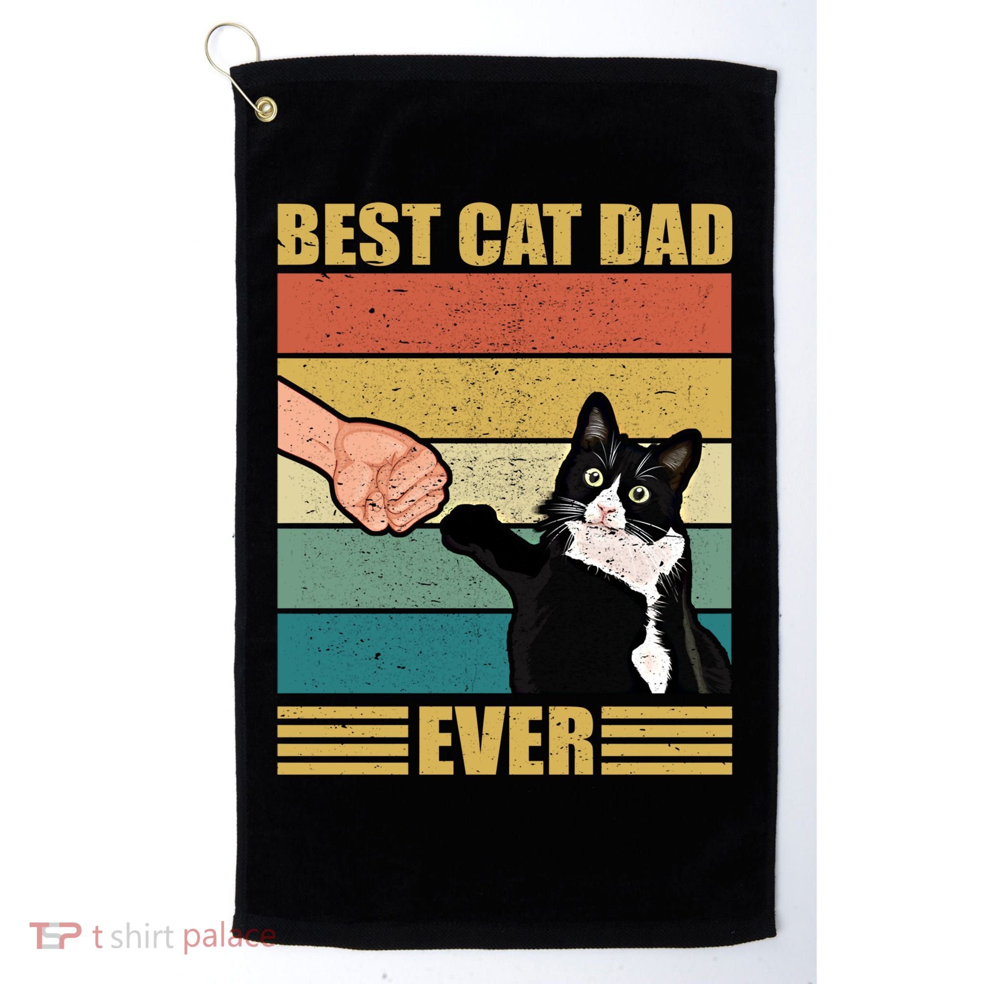 Fathers Day Cat Dad Funny Best Cat Dad Ever Gift Golf Towel