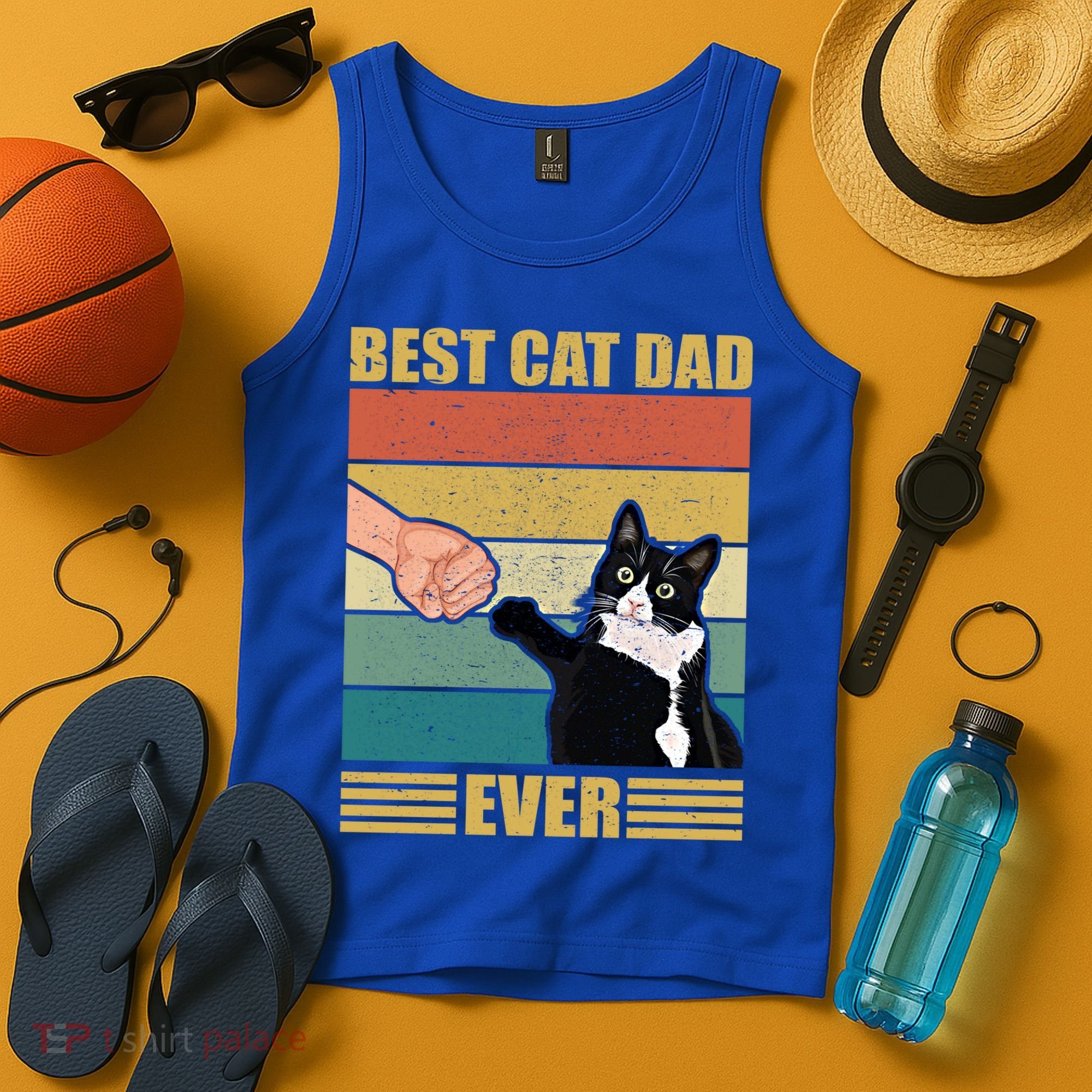 Fathers Day Cat Dad Funny Best Cat Dad Ever Gift Tank Top