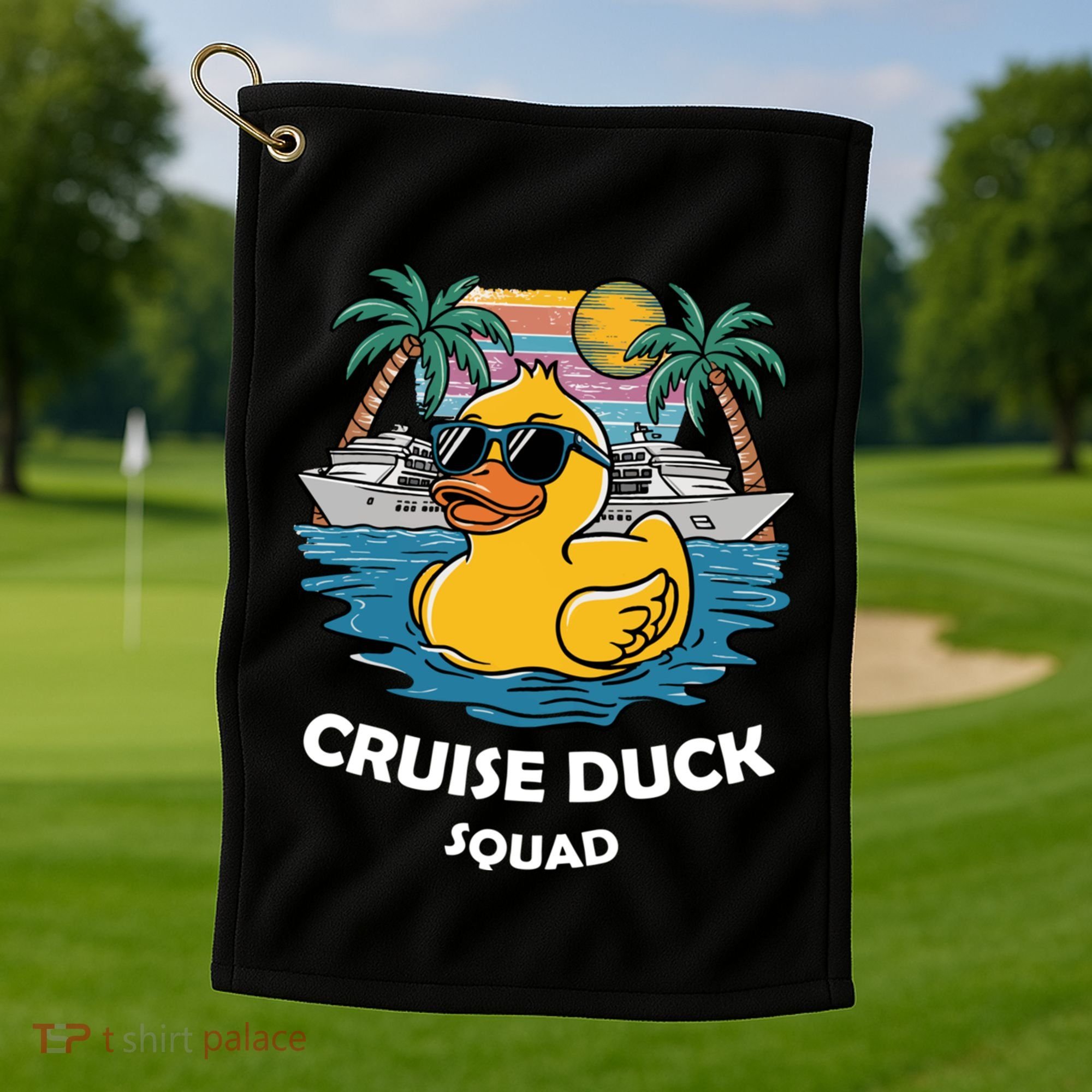 Funny Duck Cruise Rubber Duck Squad Vacation Cruise Ship Gift Golf Towel