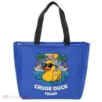 Funny Duck Cruise Rubber Duck Squad Vacation Cruise Ship Gift Tote Bag thumb 0