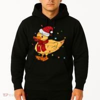 Funny Duck Christmas Lights Gift Santa Hat Xmas Holiday Gift Hoodie thumb 2