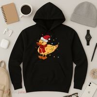 Funny Duck Christmas Lights Gift Santa Hat Xmas Holiday Gift Hoodie thumb 3