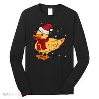 Funny Duck Christmas Lights Gift Santa Hat Xmas Holiday Gift Long Sleeve Shirt thumb 0