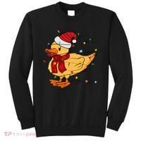 Funny Duck Christmas Lights Gift Santa Hat Xmas Holiday Gift Sweatshirt thumb 0