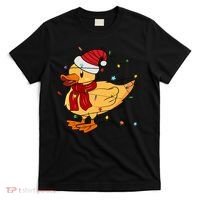 Funny Duck Christmas Lights Gift Santa Hat Xmas Holiday Gift T-Shirt thumb 0
