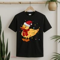Funny Duck Christmas Lights Gift Santa Hat Xmas Holiday Gift T-Shirt thumb 2
