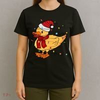 Funny Duck Christmas Lights Gift Santa Hat Xmas Holiday Gift T-Shirt thumb 4