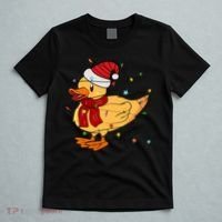 Funny Duck Christmas Lights Gift Santa Hat Xmas Holiday Gift T-Shirt thumb 5