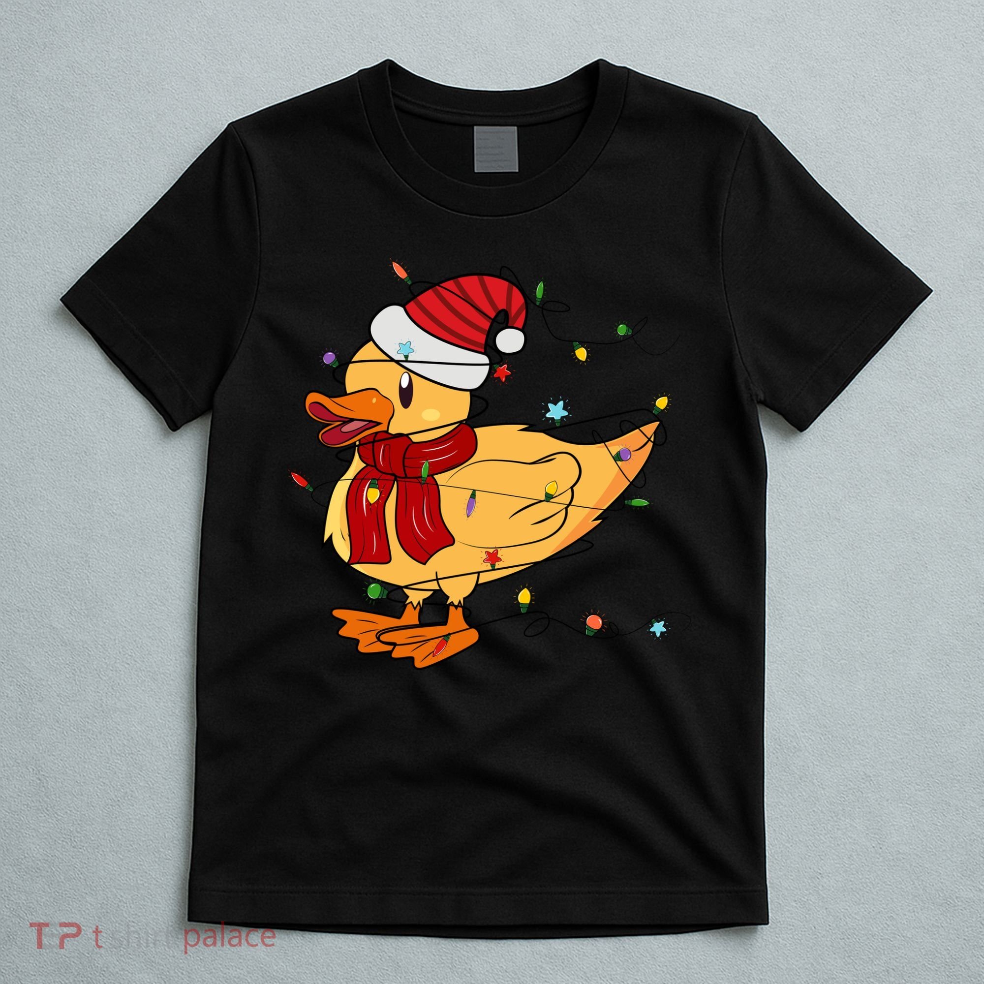 Funny Duck Christmas Lights Gift Santa Hat Xmas Holiday Gift T-Shirt