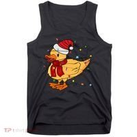 Funny Duck Christmas Lights Gift Santa Hat Xmas Holiday Gift Tank Top thumb 0