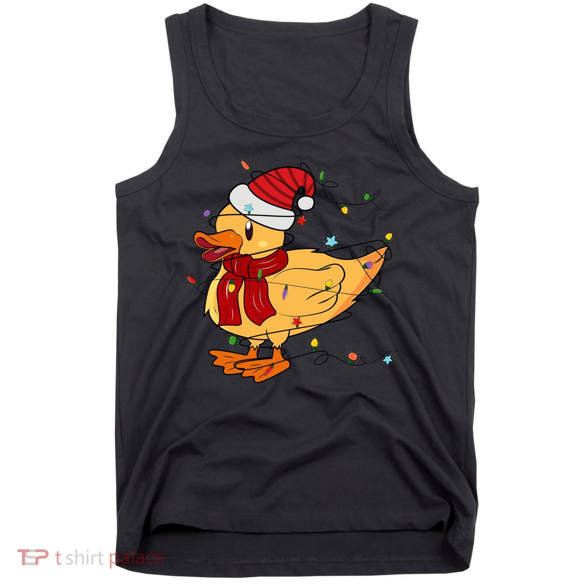 Funny Duck Christmas Lights Gift Santa Hat Xmas Holiday Gift Tank Top