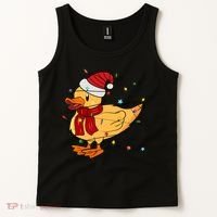 Funny Duck Christmas Lights Gift Santa Hat Xmas Holiday Gift Tank Top thumb 2