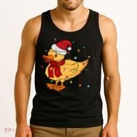 Funny Duck Christmas Lights Gift Santa Hat Xmas Holiday Gift Tank Top thumb 3