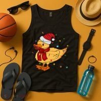 Funny Duck Christmas Lights Gift Santa Hat Xmas Holiday Gift Tank Top thumb 4