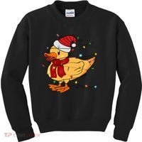 Funny Duck Christmas Lights Gift Santa Hat Xmas Holiday Gift Kids Sweatshirt thumb 0