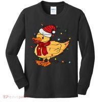 Funny Duck Christmas Lights Gift Santa Hat Xmas Holiday Gift Kids Long Sleeve Shirt thumb 0