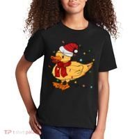 Funny Duck Christmas Lights Gift Santa Hat Xmas Holiday Gift Kids T-Shirt thumb 2