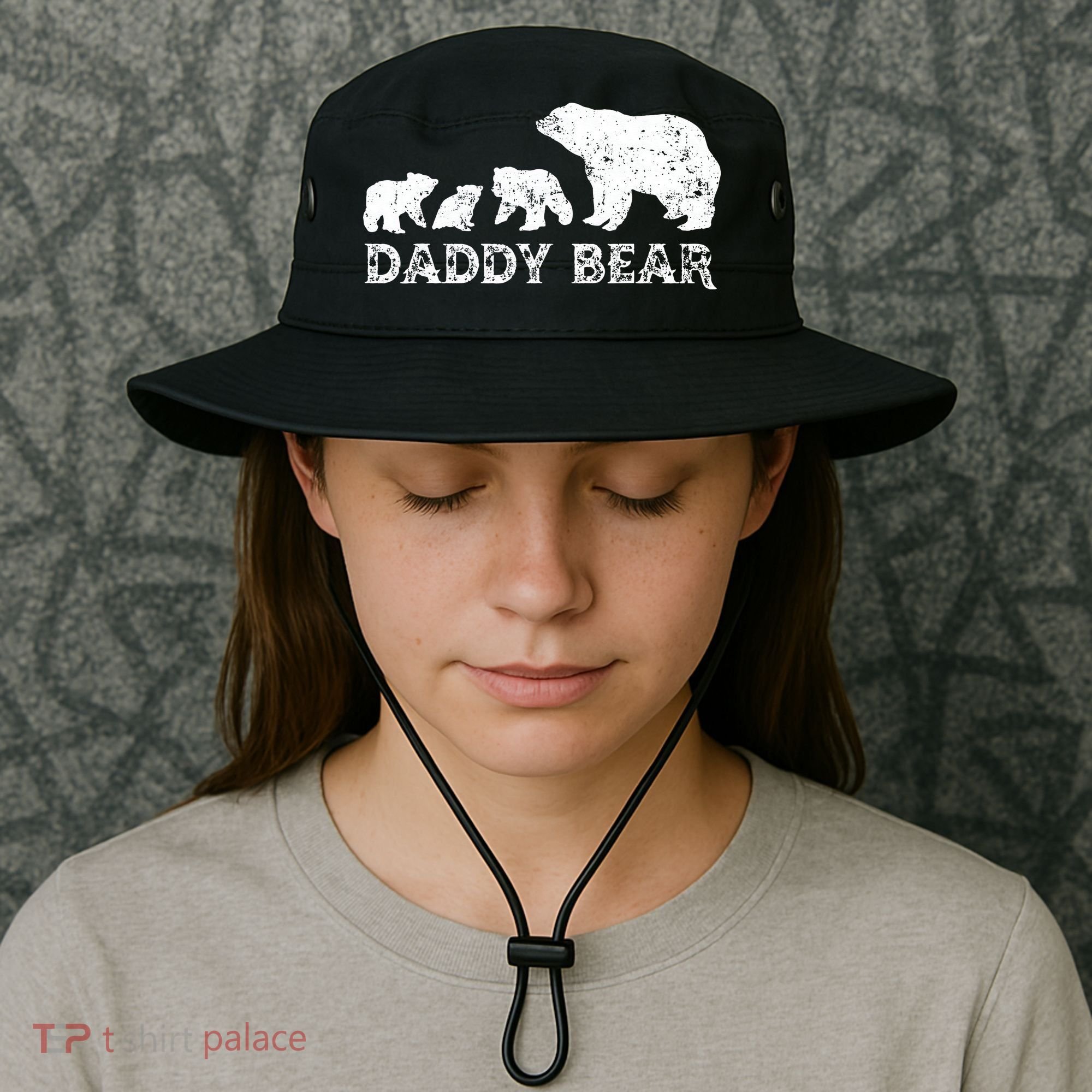 Fathers Day Daddy Bear With 3 Three Cubs Dad Father Papa Bucket Hat