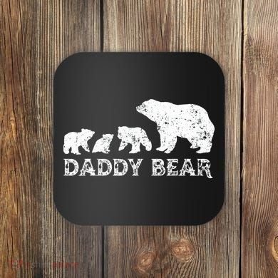 Fathers Day Daddy Bear With 3 Three Cubs Dad Father Papa Coaster