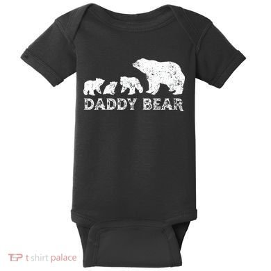 Fathers Day Daddy Bear With 3 Three Cubs Dad Father Papa Baby Bodysuit