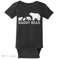 Fathers Day Daddy Bear With 3 Three Cubs Dad Father Papa Baby Bodysuit thumb 0