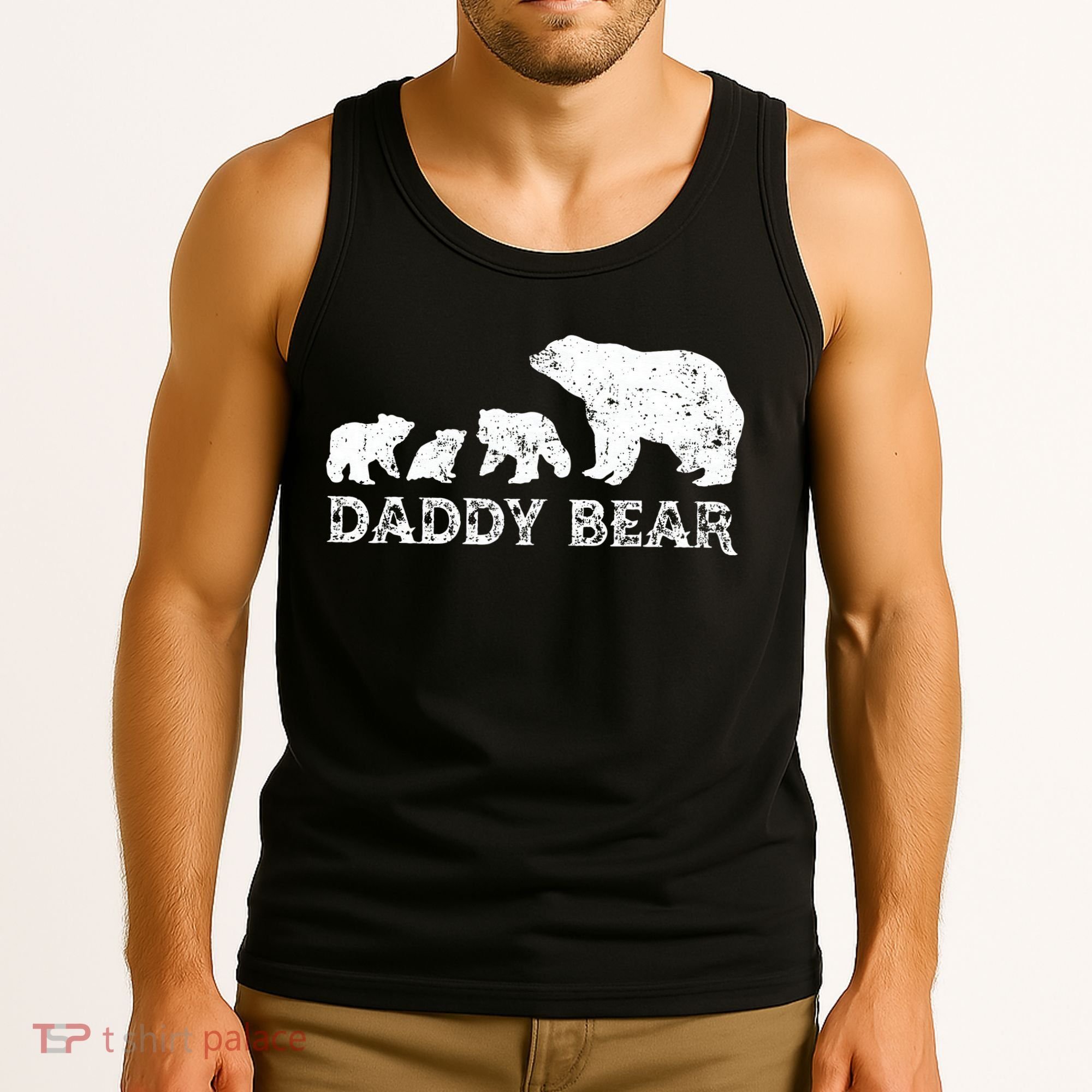 Fathers Day Daddy Bear With 3 Three Cubs Dad Father Papa Tank Top