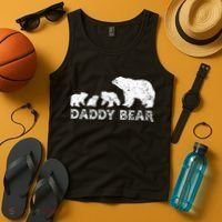 Fathers Day Daddy Bear With 3 Three Cubs Dad Father Papa Tank Top thumb 4