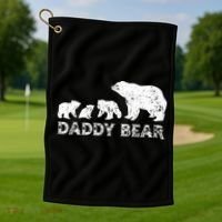 Fathers Day Daddy Bear With 3 Three Cubs Dad Father Papa Golf Towel thumb 1