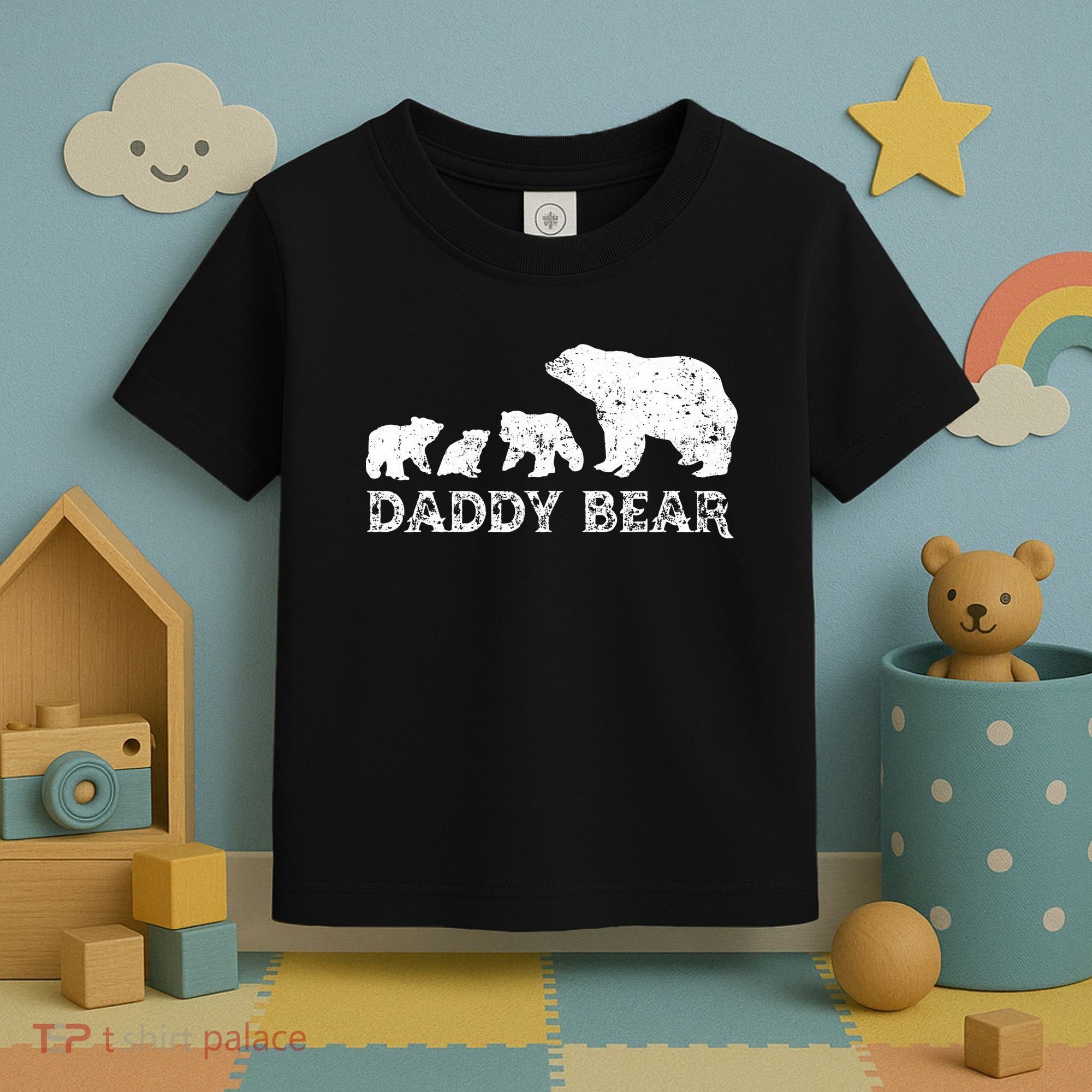 Fathers Day Daddy Bear With 3 Three Cubs Dad Father Papa Toddler T-Shirt