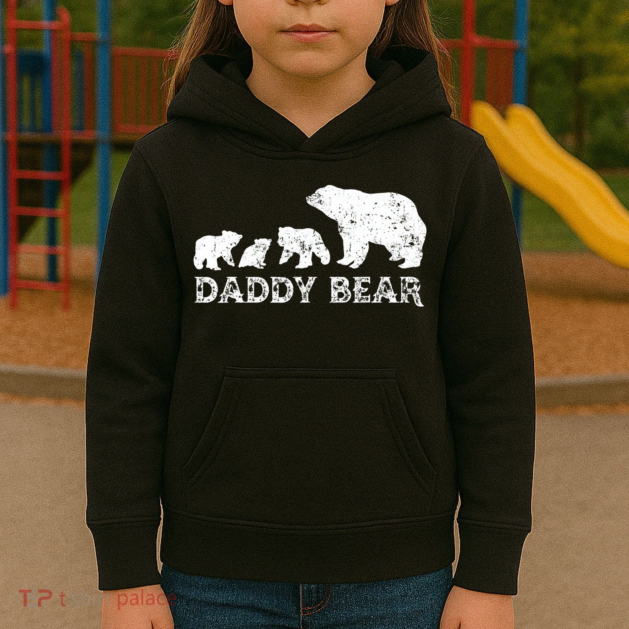 Fathers Day Daddy Bear With 3 Three Cubs Dad Father Papa Kids Hoodie