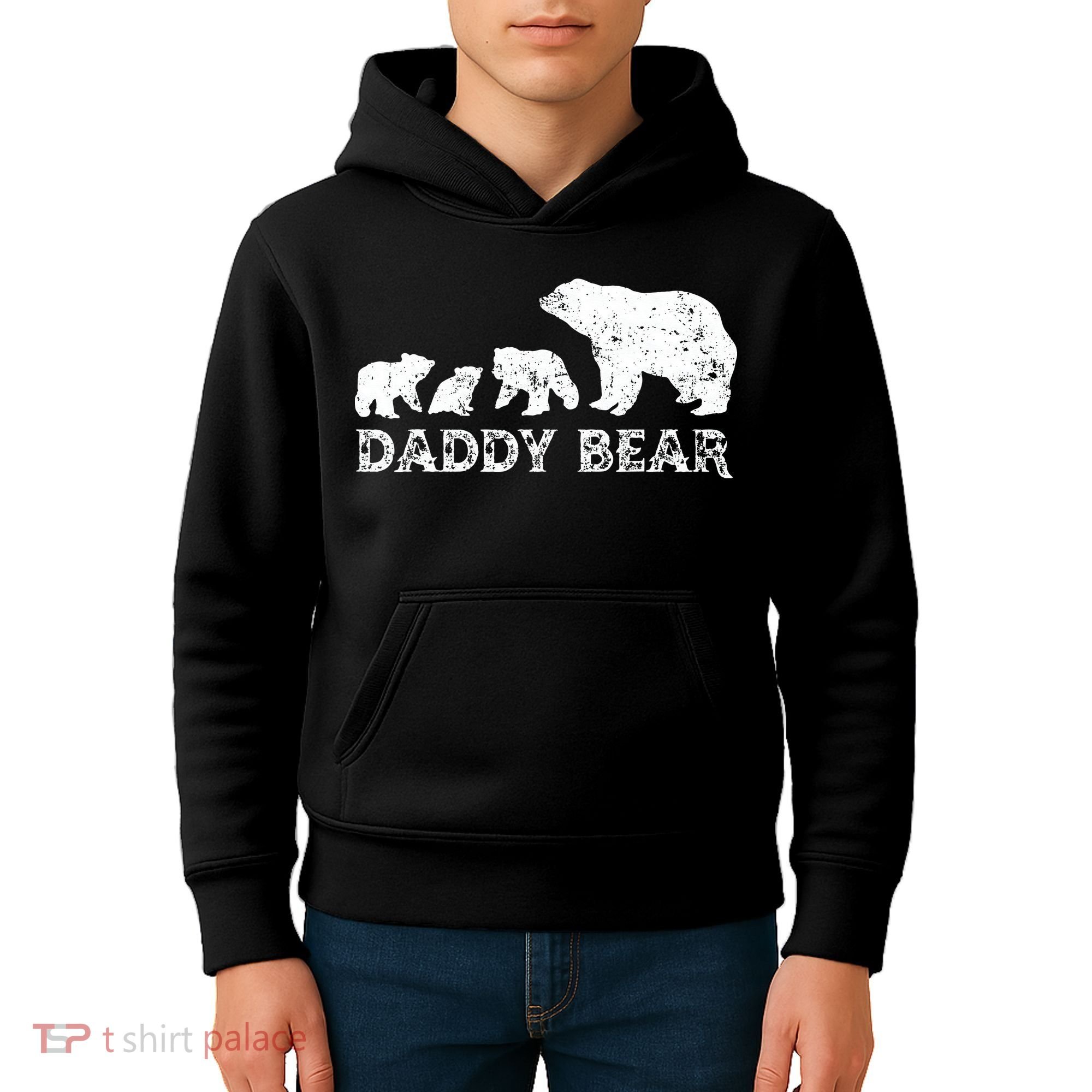 Fathers Day Daddy Bear With 3 Three Cubs Dad Father Papa Kids Hoodie