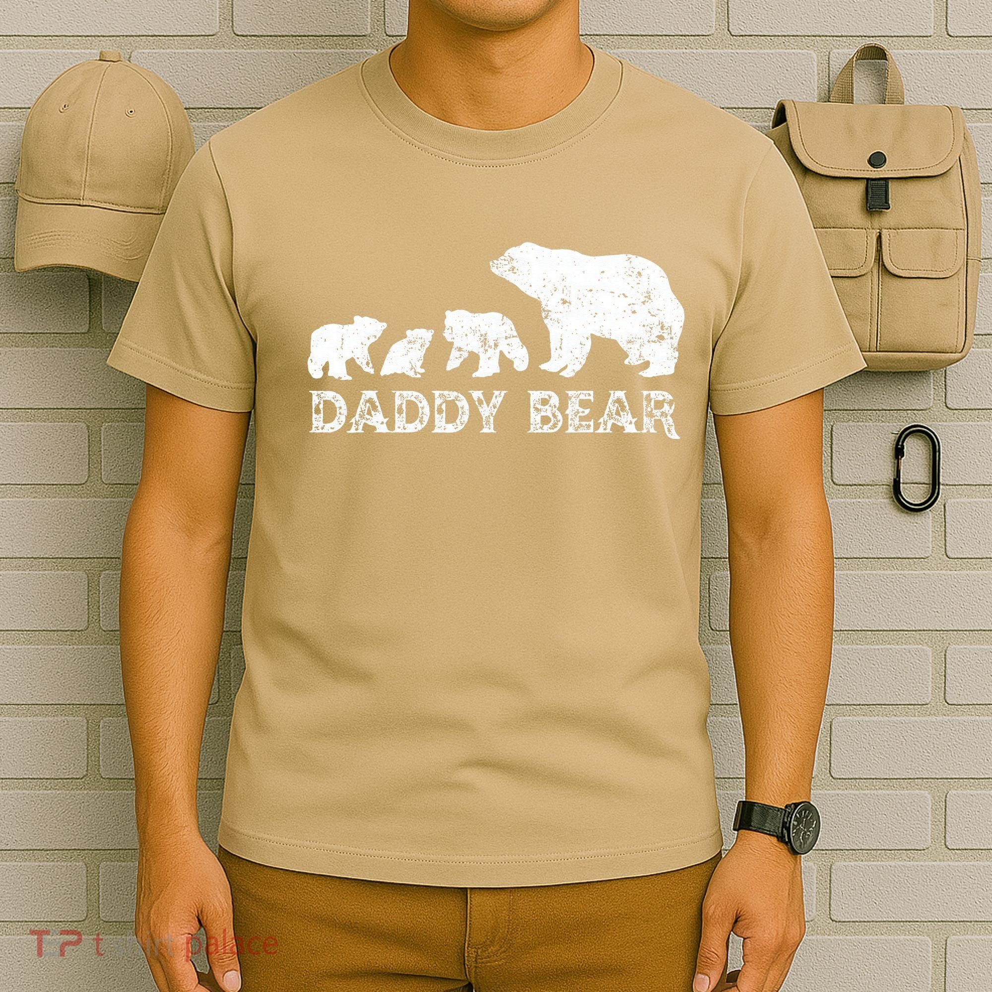 Fathers Day Daddy Bear With 3 Three Cubs Dad Father Papa T-Shirt
