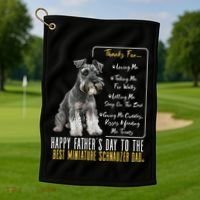 Funny Dog Dad Happy Fathers Day The Best Miniature Schnauzer Dad Golf Towel thumb 1