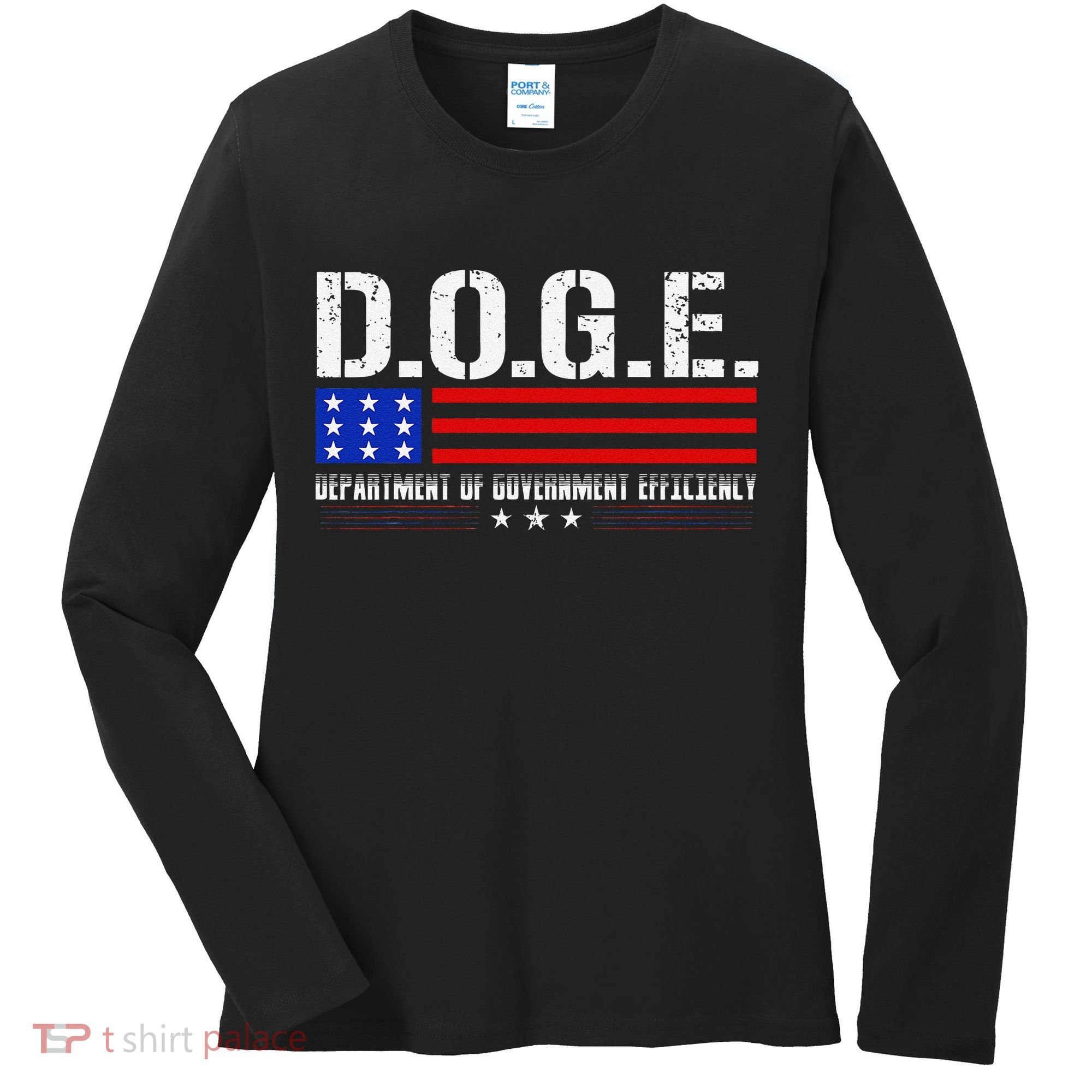 Funny Doge D.O.G.E. Department Of Government Efficiency Meme Women's Long Sleeve Shirt