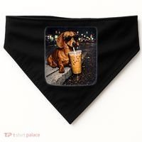 Funny Dachshund Drinking Iced Coffee USA-Made Doggie Bandana thumb 0