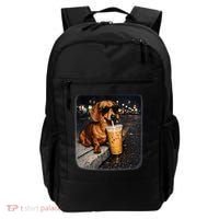 Funny Dachshund Drinking Iced Coffee Backpack thumb 0