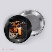 Funny Dachshund Drinking Iced Coffee Button thumb 0