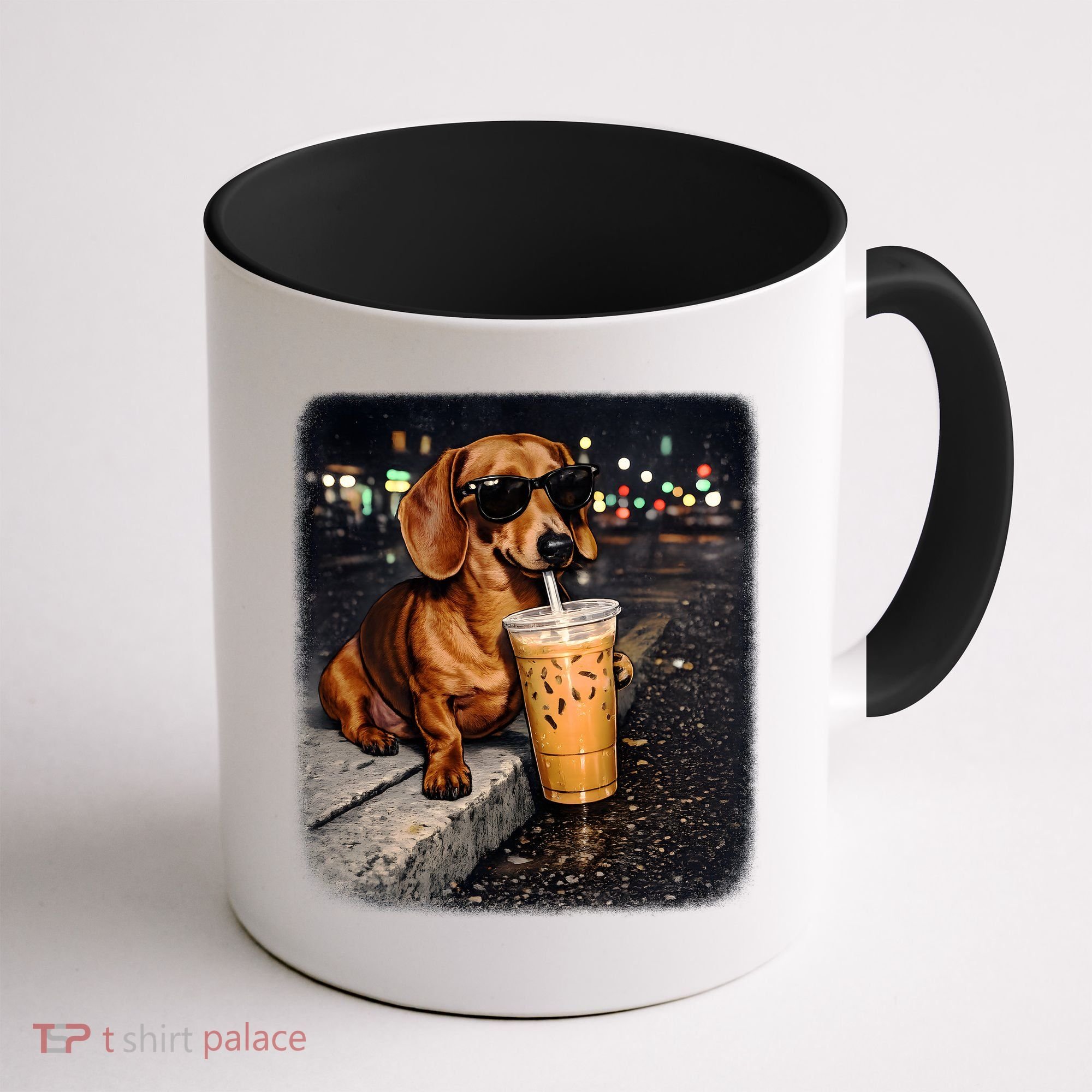 Funny Dachshund Drinking Iced Coffee Coffee Mug