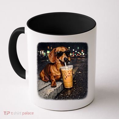 Funny Dachshund Drinking Iced Coffee Coffee Mug