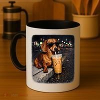 Funny Dachshund Drinking Iced Coffee Coffee Mug thumb 4