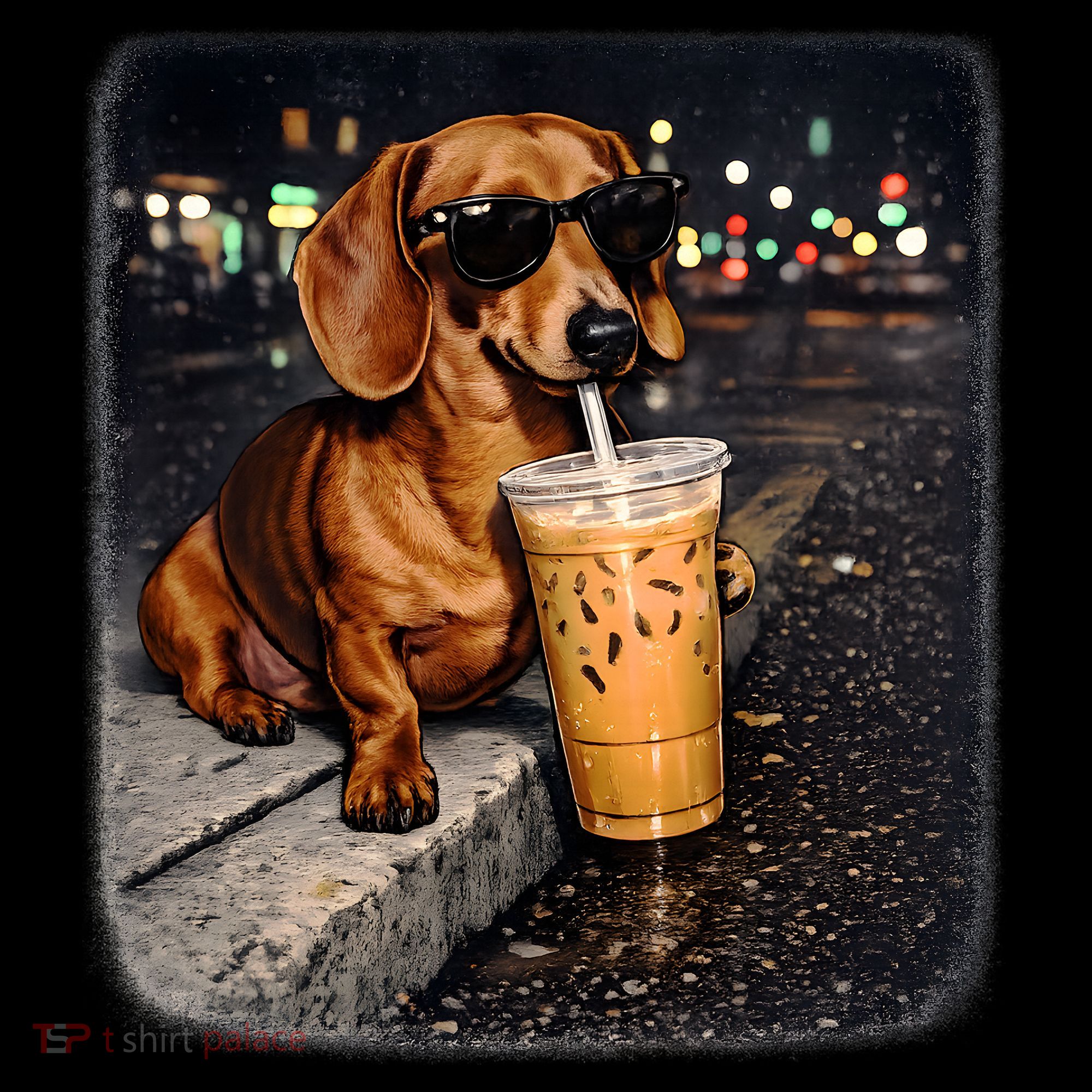 Funny Dachshund Drinking Iced Coffee Coffee Mug