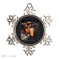 Funny Dachshund Drinking Iced Coffee Ornament thumb 0