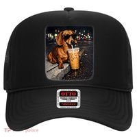 Funny Dachshund Drinking Iced Coffee Hat thumb 0