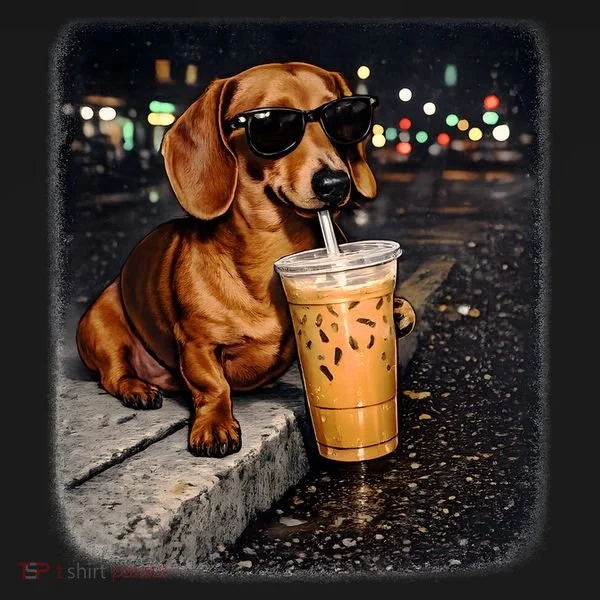 Funny Dachshund Drinking Iced Coffee Toddler Hoodie