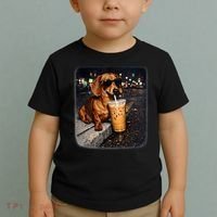 Funny Dachshund Drinking Iced Coffee Toddler T-Shirt thumb 2