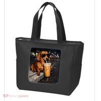 Funny Dachshund Drinking Iced Coffee Tote Bag thumb 3