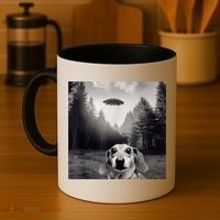 Funny Dachshund Dog Alien Ufo Gift Coffee Mug thumb 4