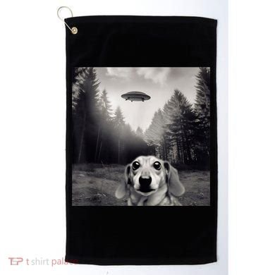 Funny Dachshund Dog Alien Ufo Gift Golf Towel