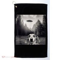 Funny Dachshund Dog Alien Ufo Gift Golf Towel thumb 0